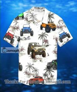 [Limited Edition] Jeep Car Hawaiian Shirt, Jeeps On The Beach Black And White Style Hawaiian Shirt Gift