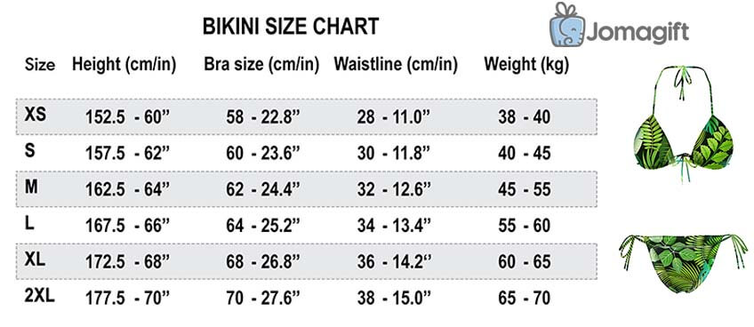 Jomagift Bikini size chart Jomagift