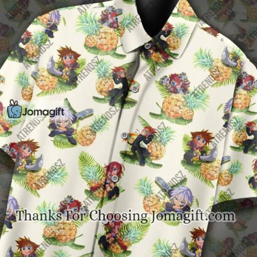 Kingdom Hearts Hawaiian Shirt Sora Riku Kairi Pineapple Pattern
