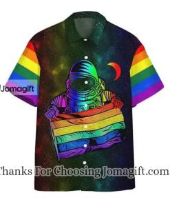 LGBT Hawaiian Shirt Astronaut LGBT Rainbow Flag Galaxy 1