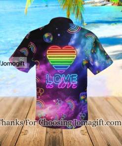 LGBT Hawaiian Shirt Neon Lights Love Is Love Space Galaxy