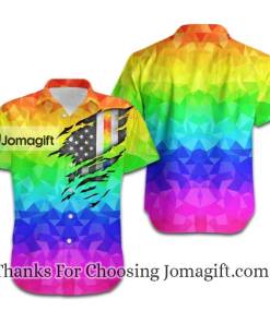LGBT Pride Hawaiian Shirt Rainbow Polygonal American Flag Inside 1