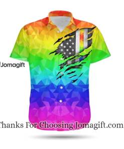 LGBT Pride Hawaiian Shirt Rainbow Polygonal American Flag Inside