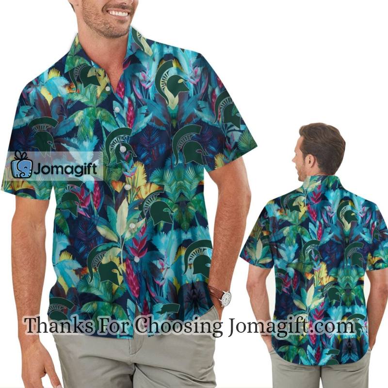 Limited Edition Michigan State Spartans Floral Hawaiian Shirt Gift