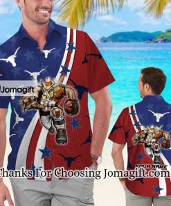 NEW Texas Longhorns American Flag Name Personalized Hawaiian Shirt Gift
