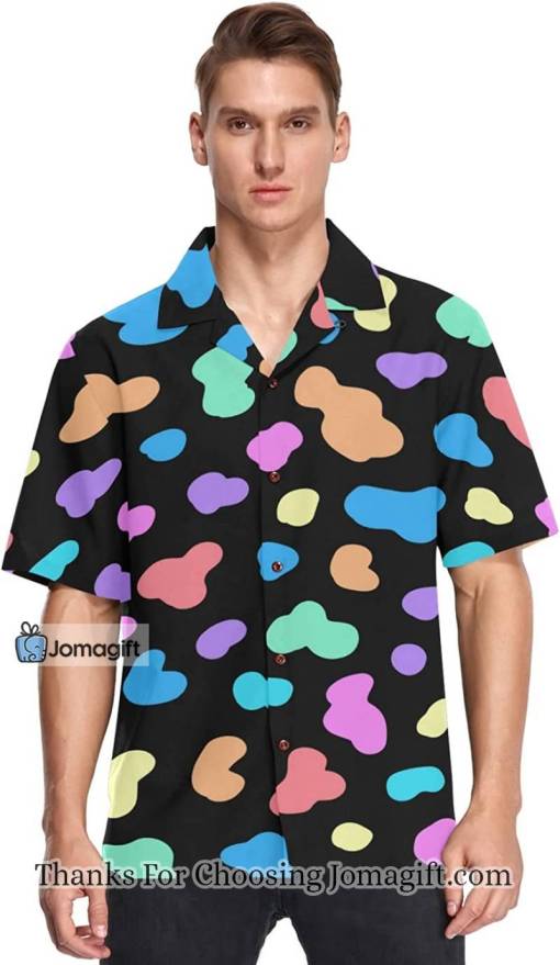 Neon Rainbow Spots Men’S Hawaiian Shirt Gift
