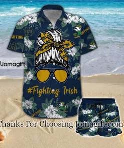 New Notre Dame Fighting Irish Girl Messy Bun Hawaiian Shirt Gift
