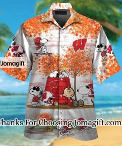 [POPULAR] Wisconsin Badgers Snoopy Autumn Hawaiian Shirt Gift