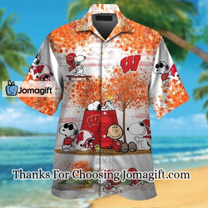 POPULAR Wisconsin Badgers Snoopy Autumn Hawaiian Shirt Gift