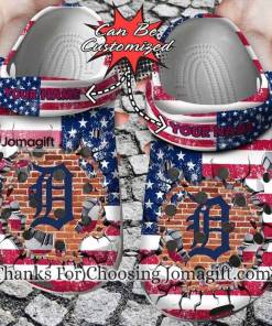 Personalized Detroit Tigers American Flag Crocs Gift 1