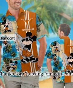 Personalized Texas Longhorns Mickey Tropical Aloha Hawaiian Shirt Gift