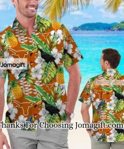 [Personalized Texas Longhorns Parrot Floral Hawaiian Shirt Gift
