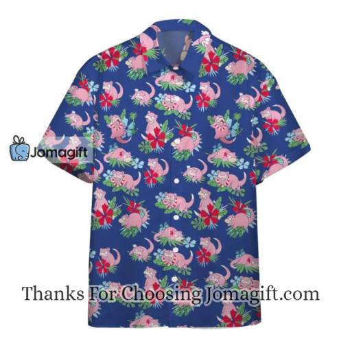 Pokemon Hawaiian Shirt Tropical Slowpoke Pink Blue Hawaii Shirt Pokemon