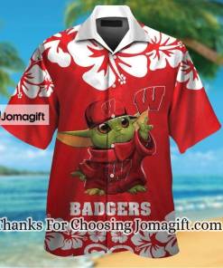 [SPECIAL EDITION] Wisconsin Badgers Baby Yoda Hawaiian Shirt Gift