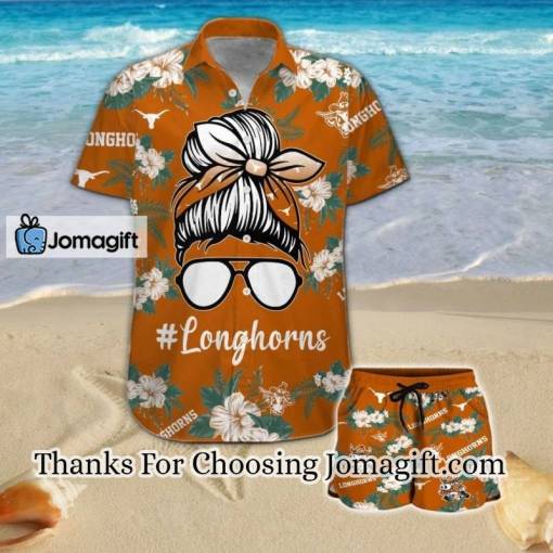 [STYLISH] Texas Longhorns Girl Messy Bun Hawaiian Shirt Gift
