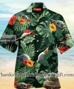 SW Hawaiian Shirt Baby Yoda Grogu Hibiscus Flower Tropical 3d Green 1