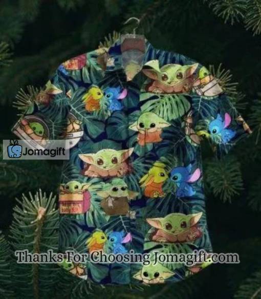 SW Hawaiian Shirt Baby Yoda Grogu Stitch Cute Green