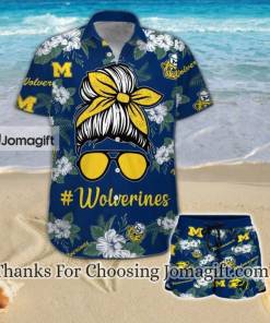 Stylish Michigan Wolverines Girl Messy Bun Hawaiian Shirt Ngv Gift