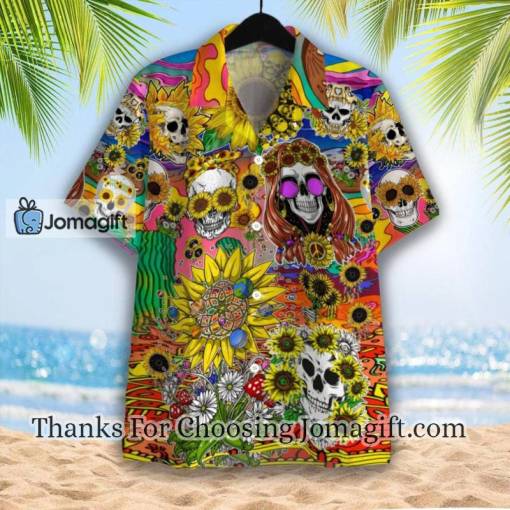 Sunflower Skull Hippie Hawaiian Shirt