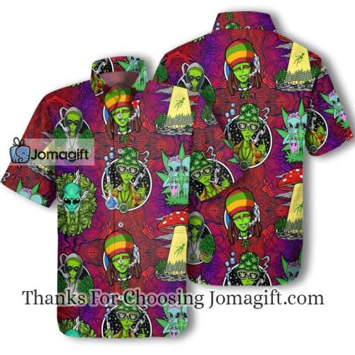 UFO Alien Hawaiian Shirt Alien Weed Hippie Tripp