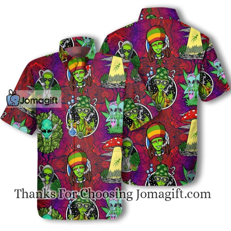 UFO Alien Hawaiian Shirt Alien Weed Hippie Tripp 1