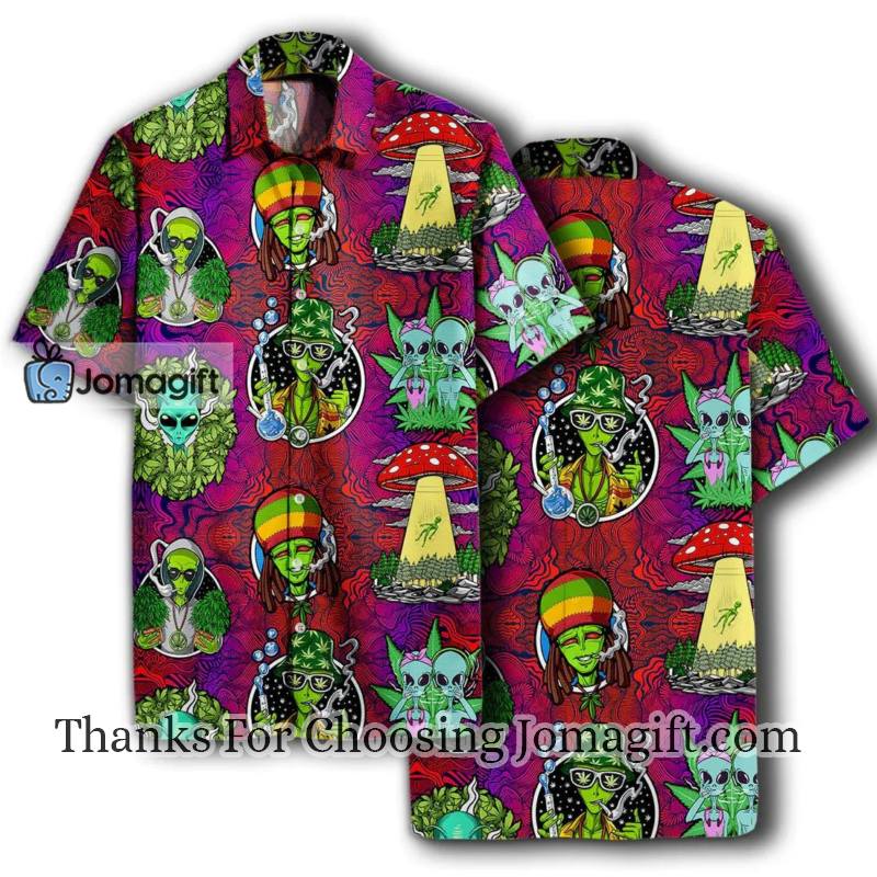 UFO Alien Hawaiian Shirt Alien Weed Hippie Tripp 2
