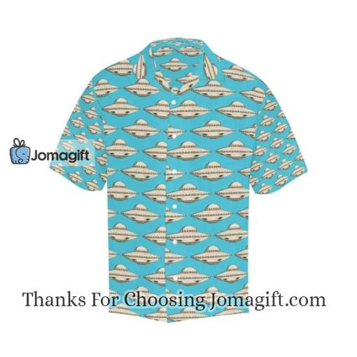 UFO Hawaii Shirt White Pattern Blue