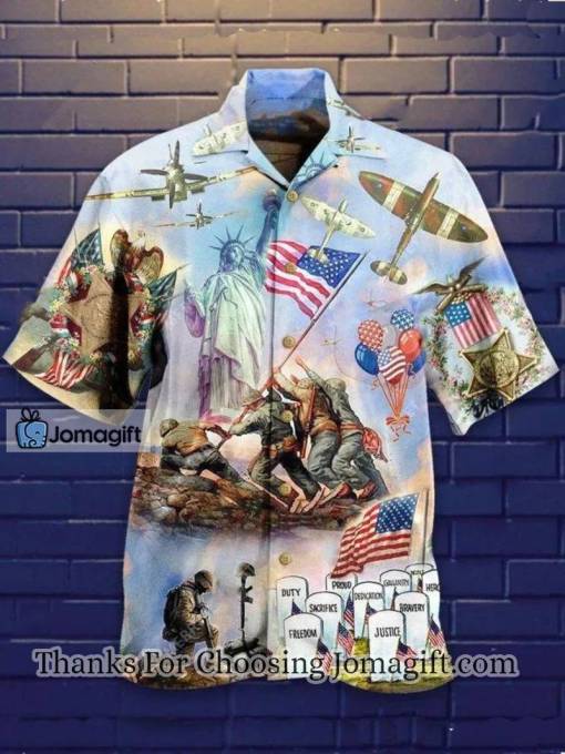 Veteran Hawaiian Shirt Happy Independence Day Unisex Full Size Adult