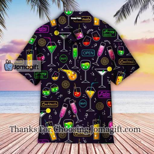Vibrant Neon Cocktails Party Hawaiian Shirt
