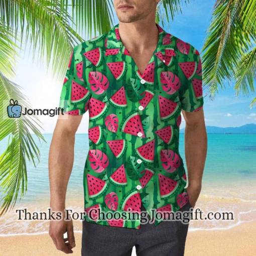 Watermelon Slices And Tropic Leaves Hawaiian Shirt