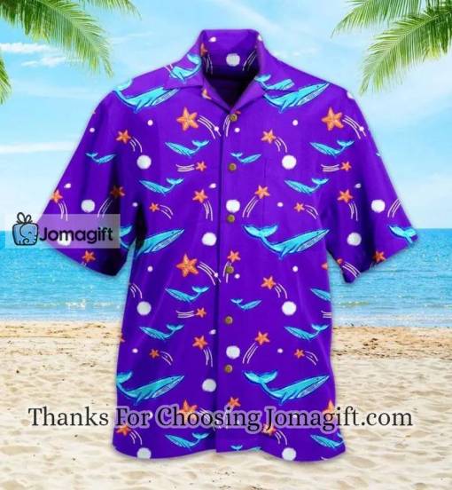 Whale And Starfish Cute Violet Hawaiian Shirt
