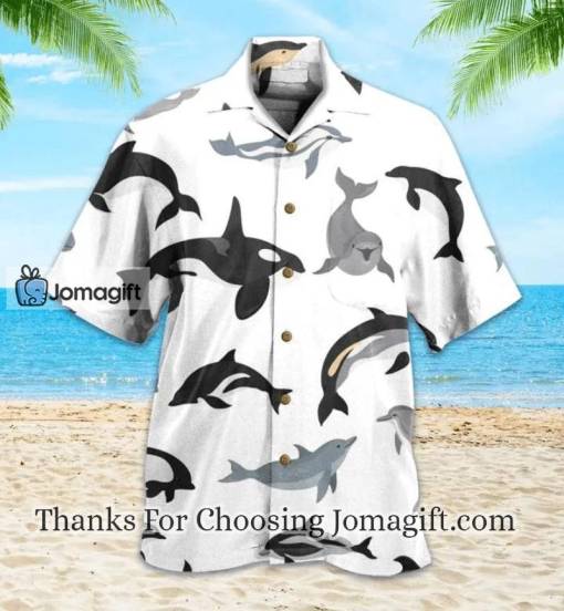 Whale Dolphin White Nice Hawaiian Shirt