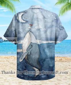Whale Moon Blue Hawaiian Shirt