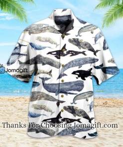 Whales White Graphic Hawaiian Shirt 1