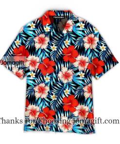 Xmas Red Floral Tropical Hawaiian Shirt 1