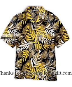Yellow And Brown Palm Leaves Pattern Hawaiian Shirt 1