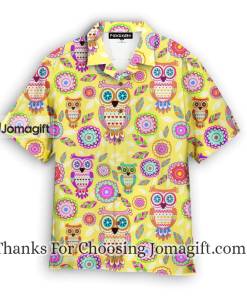 Yellow Owl And Flowers Hawaiian Shirt 1