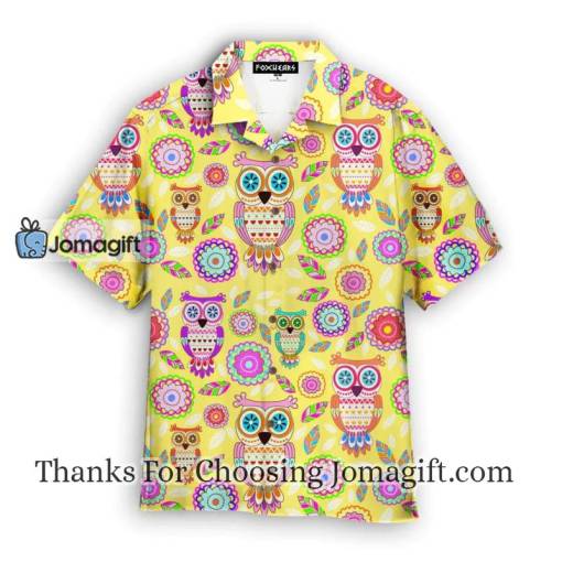 Yellow Owl And Flowers Hawaiian Shirt