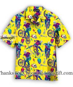 Yellow Skull Riding Bike Hawaiian Shirt 1
