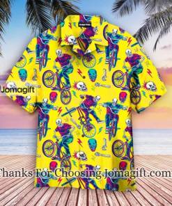Yellow Skull Riding Bike Hawaiian Shirt 2