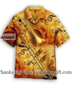 Yellow Trombone Music Hawaiian Shirt 1