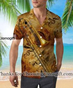Yellow Trombone Music Hawaiian Shirt 2