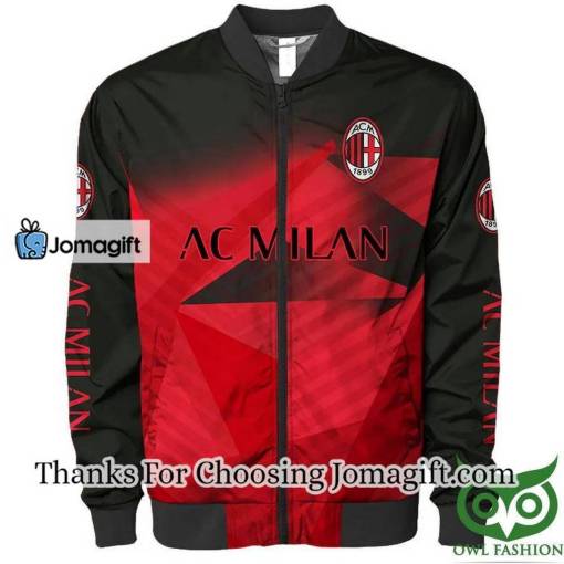 [New] AC Milan Black Red Hawaiian Bomber Jacket Gift