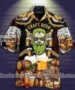 [Amazing] Beer Hawaiian Shirt Vintage Skull Craft Beer Brown