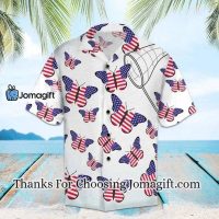 Amazing Butterflies With American Flag Hawaiian Shirt Short Sleeve Hawaiian Aloha Shirt for men 2