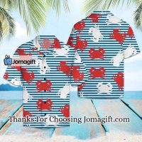Amazing Crab On Blue Striped Pattern Hawaiian Shirt 1