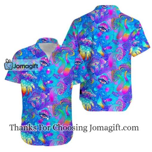 [Amazing] Hippie Hawaii Shirt Hippie Trippy Eyes Mushroom Blue Pink