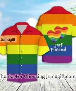 [Amazing] Lgbt Hawaiian Shirt Lgbt Rainbow Color Just Married