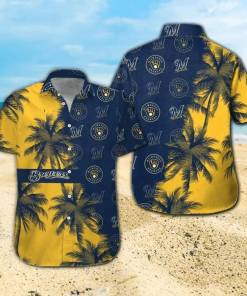 Amazing Milwaukee Brewers Hawaiian Shirt Brewers Name Tropical Blue Yellow 1 1