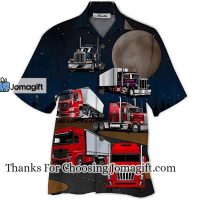 Amazing Truck Driver And Moon Short Hawaiian Shirt Button Up Aloha Shirt For Men Women 1